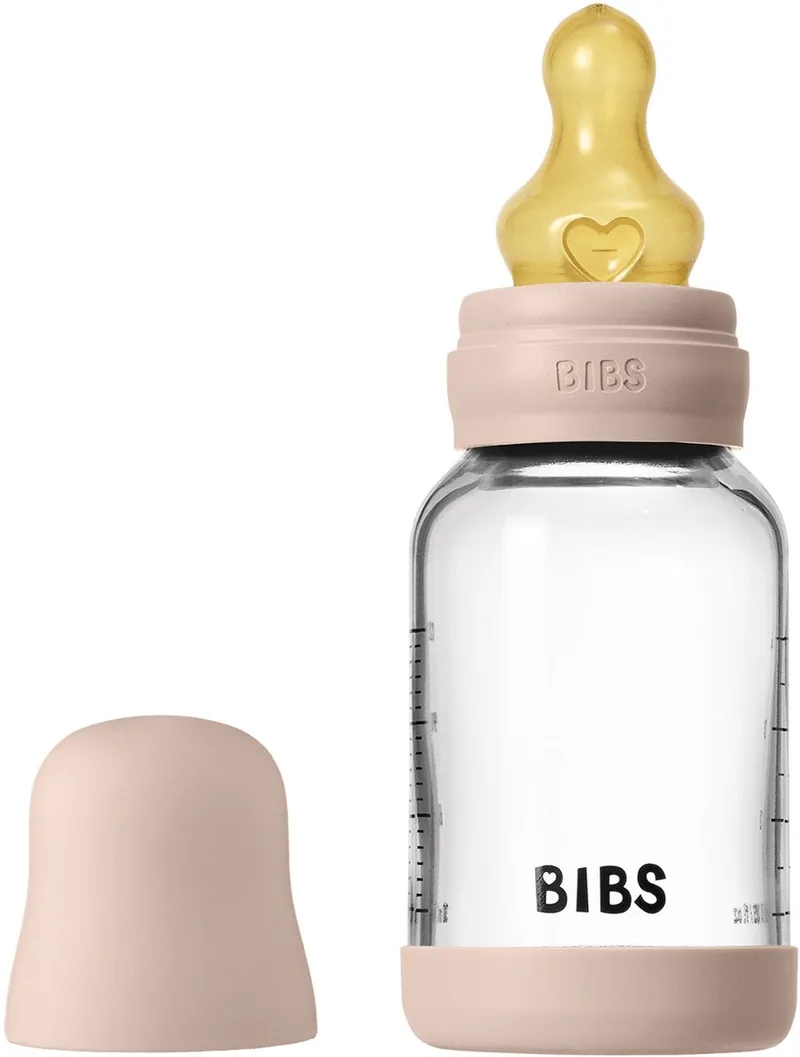 Fles - Slow Flow - 120 ml - Glas/Latex fra BIBS i Blush – produktbillede