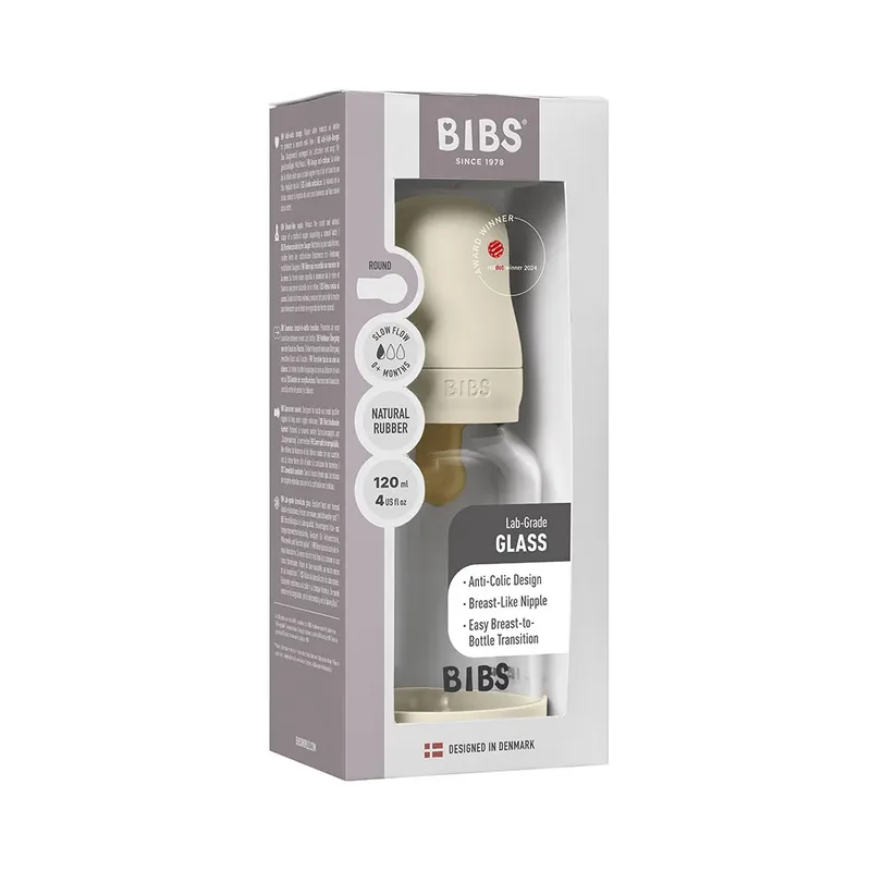 Fles - Slow Flow - 120 ml - Glas/Latex von BIBS in Elfenbein – Produktfoto 3 von 5