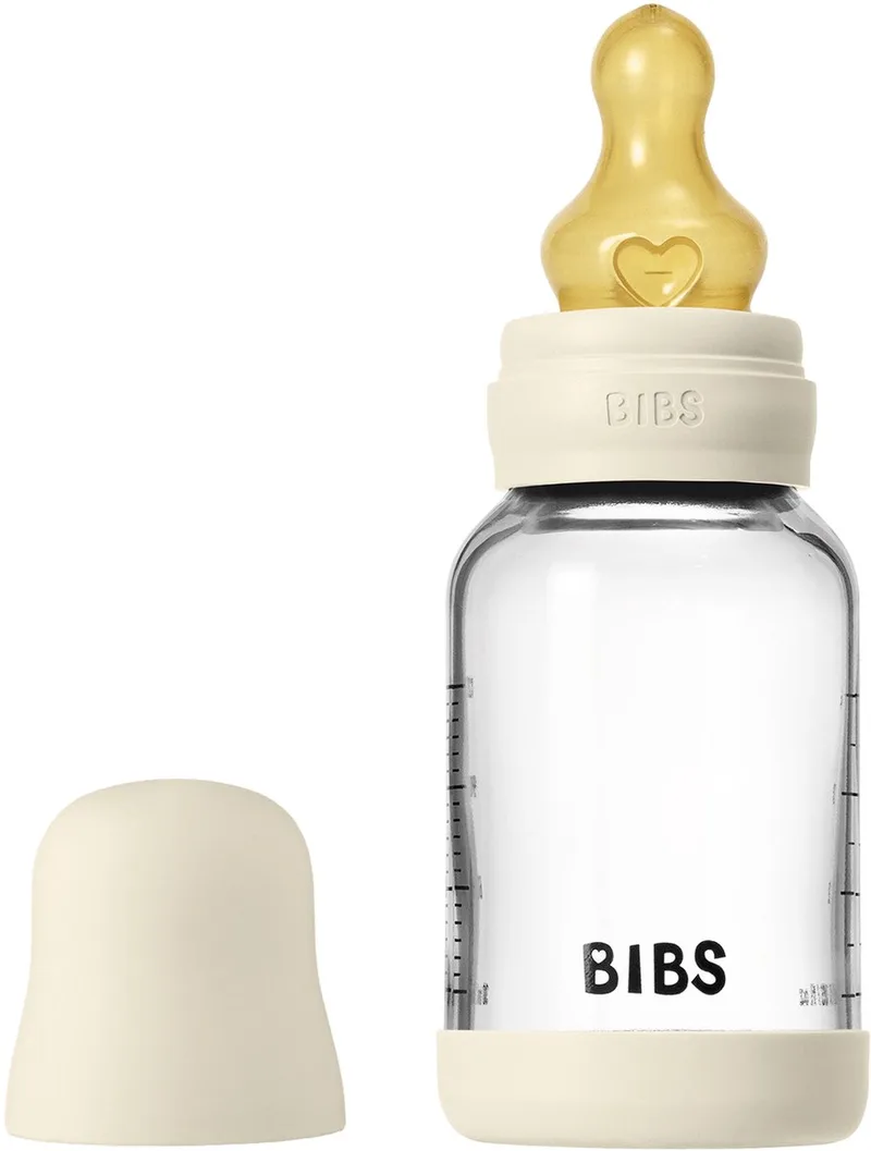 Fles - Slow Flow - 120 ml - Glas/Latex by BIBS in Ivory – product photo