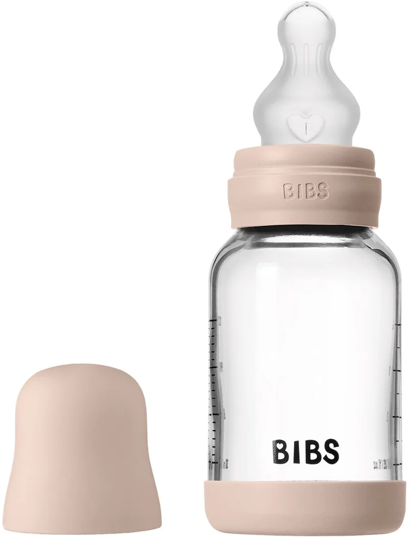 Fles - Slow Flow - 120 ml - Silicone/Glas fra BIBS i Blush – produktbillede