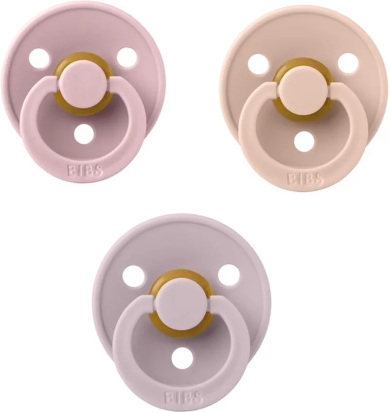fopspeen 0-6 maand set 3 stuks fossil Grey,Blush en Dusky Lilac maat 1 från BIBS i Pink Plum, Blush en Dusky Lilac – produktbild