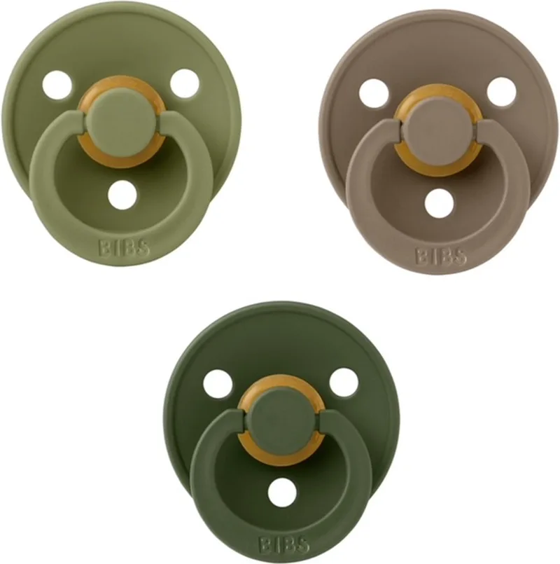 fopspeen 0-6 maand set 3 stuks Hunter maat 1 de BIBS en Vert, Dark Oak en Olive – photo produit