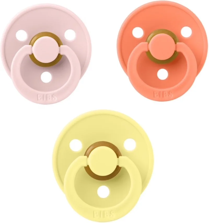 fopspeen 0-6 maand set 3 stuks Sun Shine,Papaya en Blossom maat 1 van BIBS in Sunshine, Papaya en Blossom – productfoto