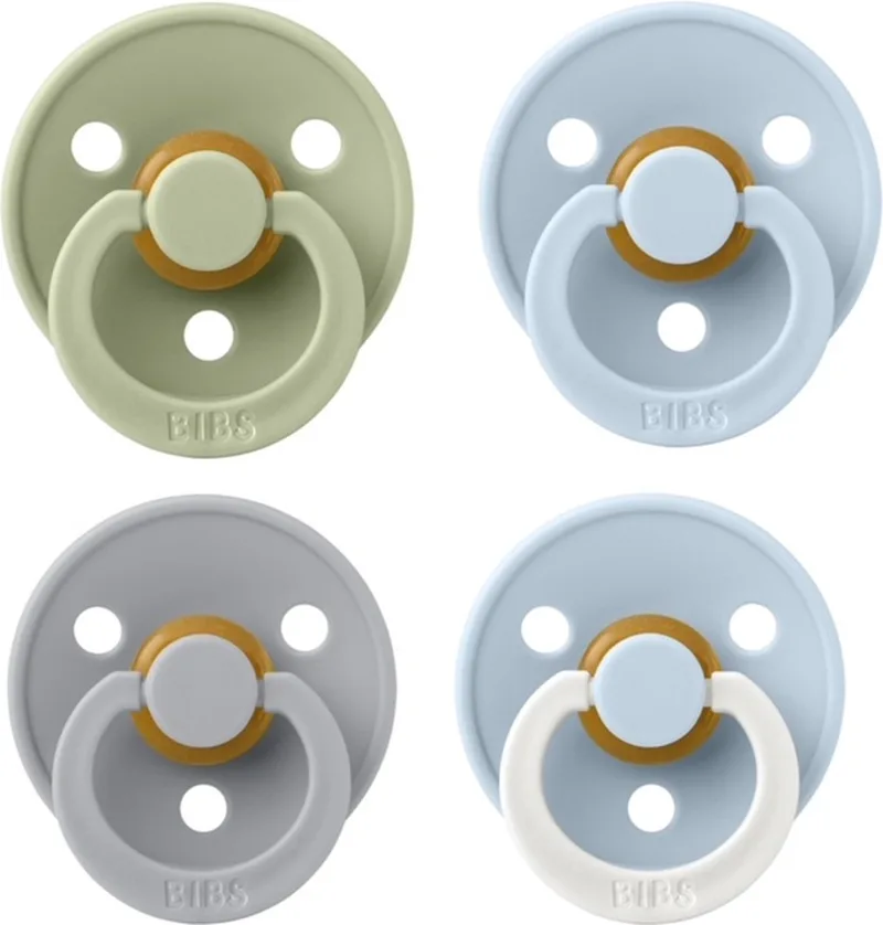 fopspeen 0-6 maand set 4 stuks en Cloud maat 1 van BIBS in Sage, Baby Blue, Baby Blue Glow – productfoto