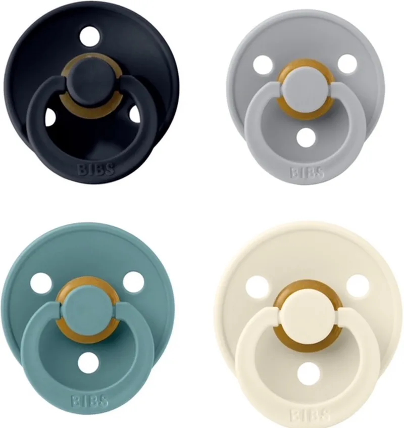 fopspeen 0-6 maand set 4 stuks maat 1 de BIBS en Dark Denim, Island Sea, Cloud en Ivory – photo produit