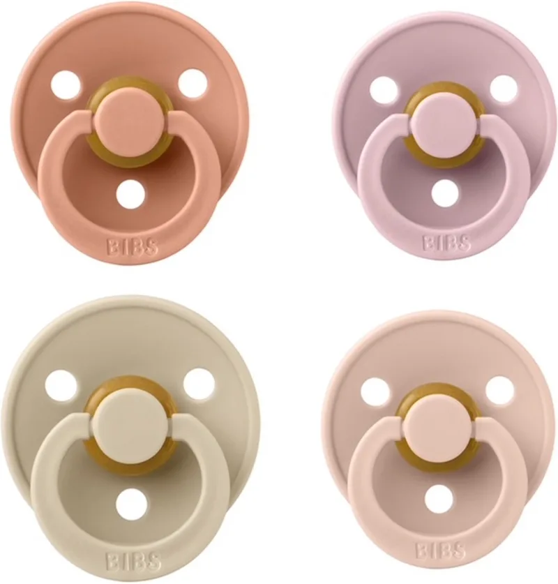 fopspeen 0-6 maand set 4 stuks maat 1 de BIBS en Peach, Pink Plum, Vanilla en Blush – photo produit