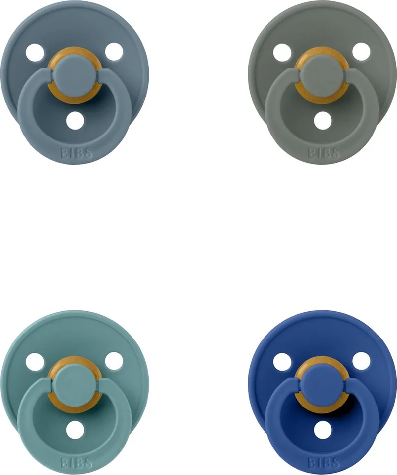 fopspeen 0-6 maand set 4 stuks Petrol,Pine ,Island Sea en Cornflower maat 1 van BIBS in Petrol, Pine, Island Sea en Cornflower – productfoto