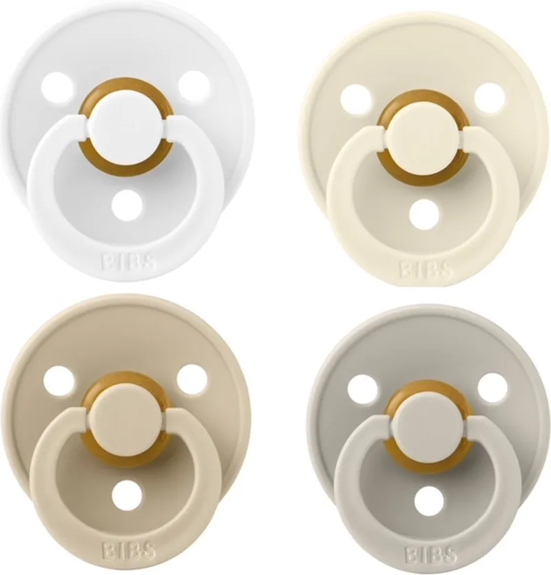 fopspeen 0-6 maand Set 4 stuks White, Ivory, Vanilla en Sand Maat 1 van BIBS in Wit, Ivoor, Vanilla en Sand – productfoto