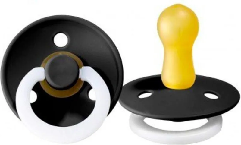 Fopspeen 0-6 maanden | Maat 1 | T1 | (1 stuk) von BIBS in Glow in the Dark Black – Produktfoto