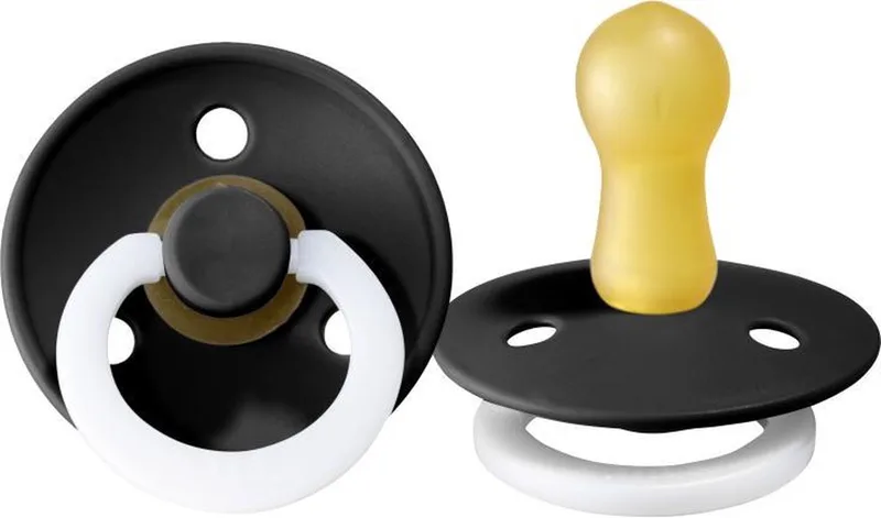 Fopspeen 1 stuks 6-18 maanden | Maat 2 de BIBS en Glow in the dark black – photo produit