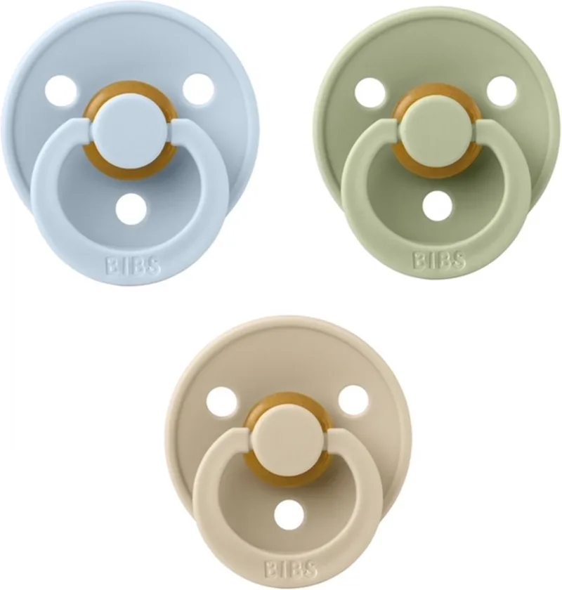 fopspeen 18+ maand set 3 stuks maat 3 van BIBS in Sage, Vanilla en Baby Blue – productfoto