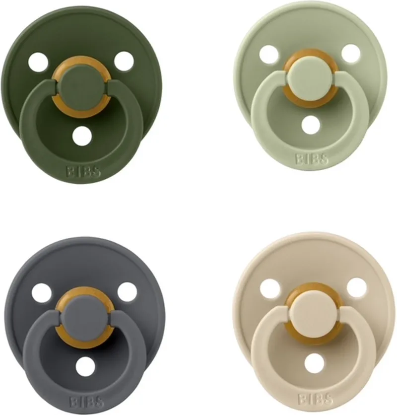 fopspeen 18+ maand set 4 stuks Hunter Green,Sage,Cloud en Vanilla maat 3 fra BIBS i Hunter Green, Sage, Iron en Vanilla – produktbillede
