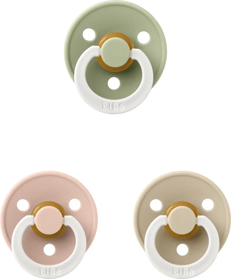 fopspeen 18+ maand set Glow 3 stuks maat 3 de BIBS en Sage Glow, Blush Glow en Vanilla Glow – photo produit