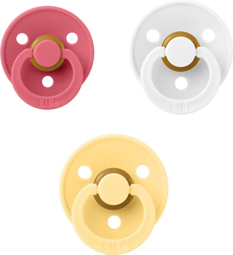 fopspeen 6-18 maand set 3 stuks maat 2 van BIBS in Dusty Pink, White en Pale Butter – productfoto
