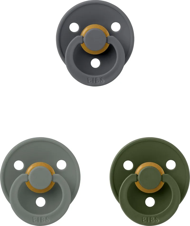 fopspeen 6-18 maand set 3 stuks maat 2 van BIBS in Pine, Hunter Green en Iron – productfoto