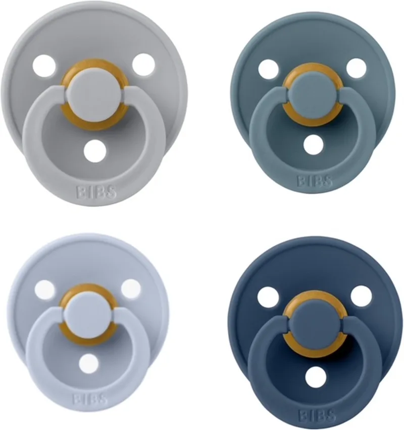fopspeen 6-18 maand set 4 stuks maat 2 van BIBS in Cloud, Petrol, Baby Blue en Deep Space – productfoto