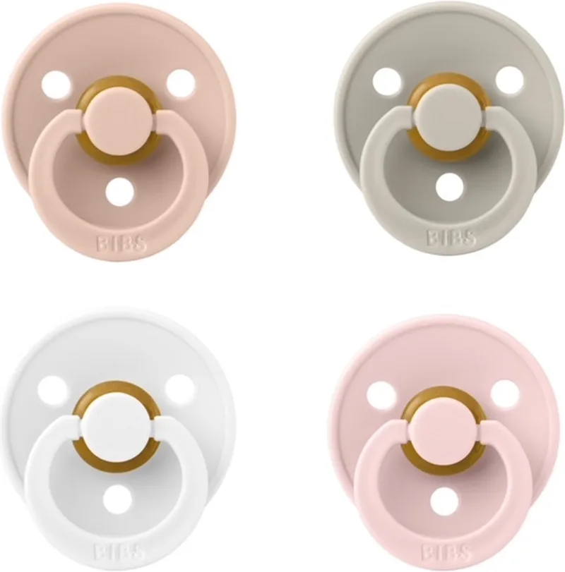 fopspeen 6-18 maand set 4 stuks maat 2 van BIBS in Ivoor, Sand, Blush en Blossom – productfoto