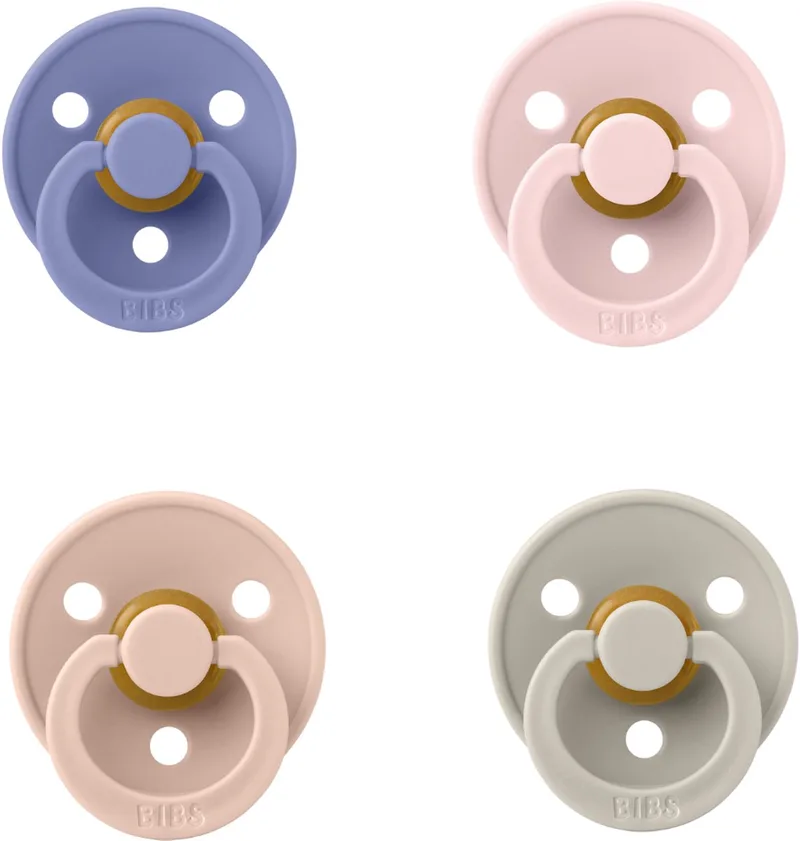 fopspeen 6-18 maand set 4 stuks maat 2 de BIBS en Mauve, Dusky Lilac, Blush en Sand – photo produit