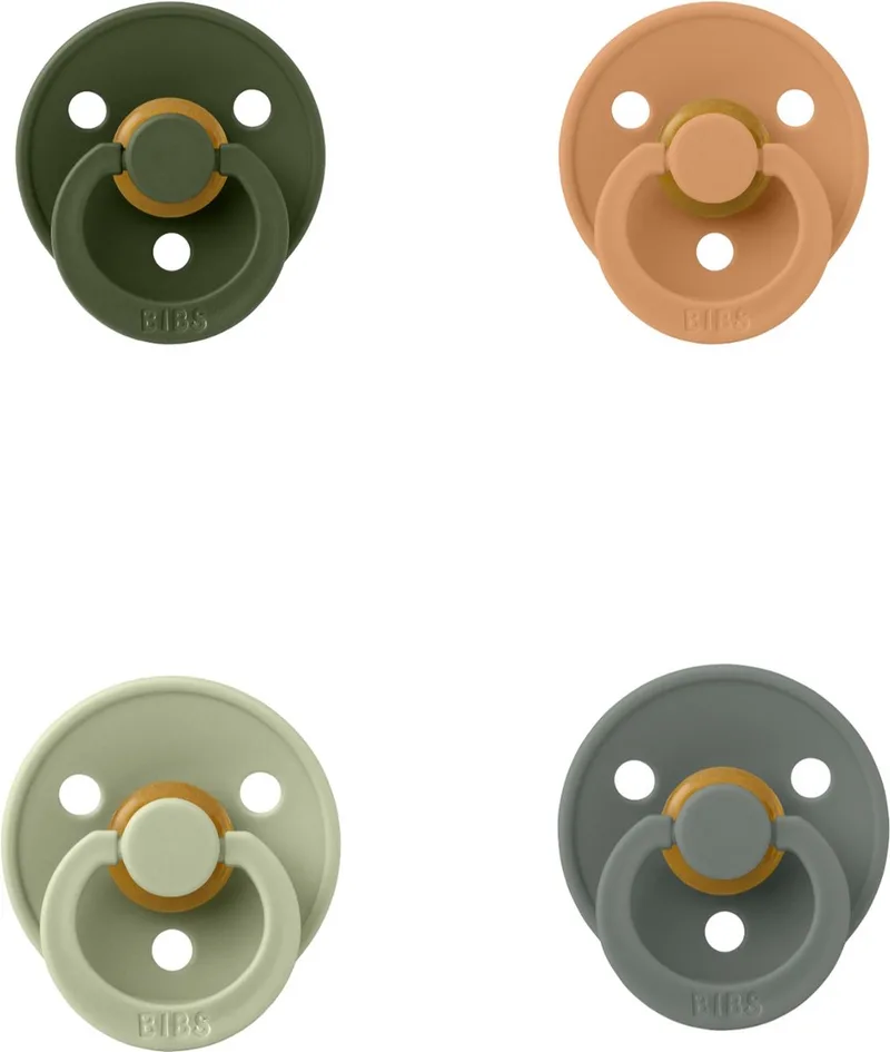 fopspeen 6-18 maand set 4 stuks maat 2 van BIBS in Pumpkin, Pine, Sage en Hunter Green – productfoto