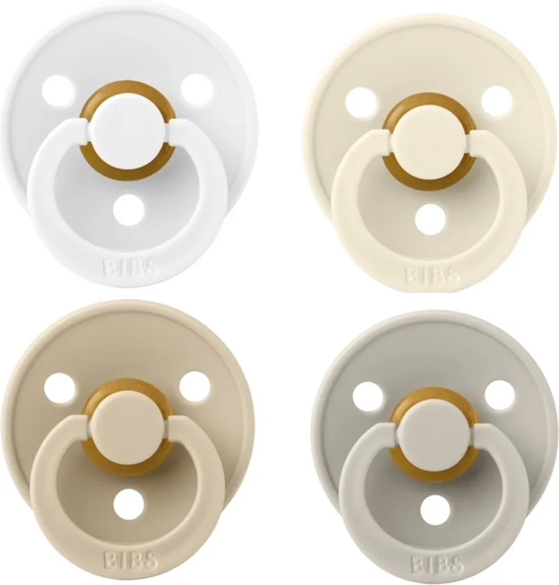 fopspeen 6-18 maand set 4 stuks maat 2 van BIBS in Wit, Ivoor, Vanilla en Sand – productfoto