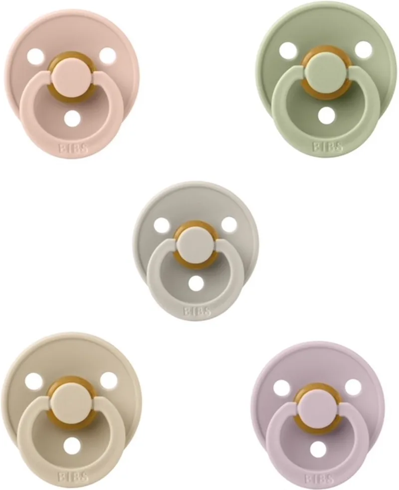fopspeen 6-18 maand set 5 stuks Sage,Blush,Sand,Vanilla en Peri maat 2 de BIBS en Sage, Blush, Sand, Vanilla en Dusky Lilac – photo produit