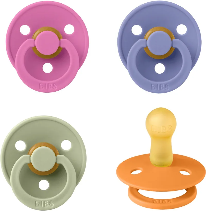 fopspeen 6-18 maanden set 4 stuks Bubblegum, peri , Sage en Sunkissed maat 2 de BIBS en Bubblegum, Peri, Sage en apricot – photo produit