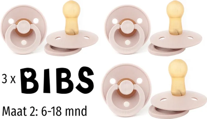 Fopspeen 6 tot 18 maanden - Set van 3 stuks - Maat 2 van BIBS in Blush – productfoto