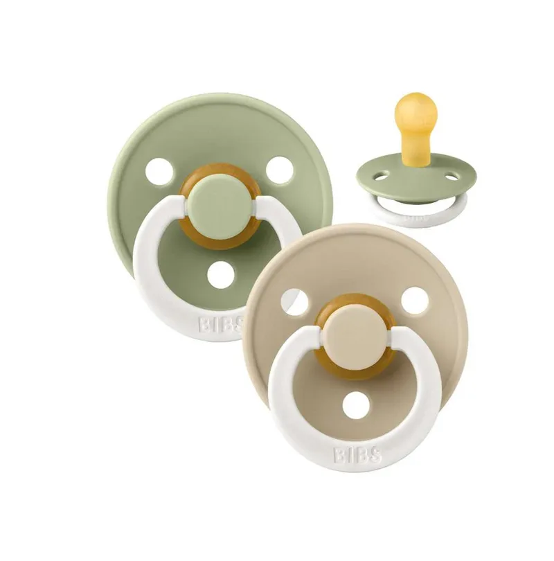 Fopspeen Bibs Round Glow Sage/Vanilla 6-18mnd 2st by BIBS – product photo