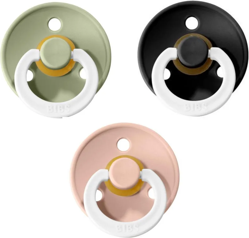Fopspeen - Glow in the dark Sage, Black en Blush - Maat 0-6 maanden - Set van 3 van BIBS in Sage, Zwart, Blush – productfoto