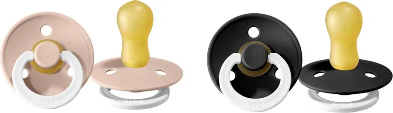 fopspeen - maat 1 0-6 maanden - 2 stuks - Glow in the dark Blush - Glow in the dark Black de BIBS en Blush en Black – photo produit