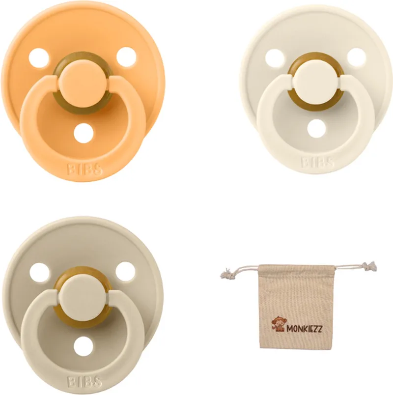 fopspeen - maat 1 0-6 maanden - 3 stuks – Ivory – Vanilla – Sunkissed + Monkiezz speenzakje de BIBS en Ivoire, Vanilla, Sunkissed – photo produit