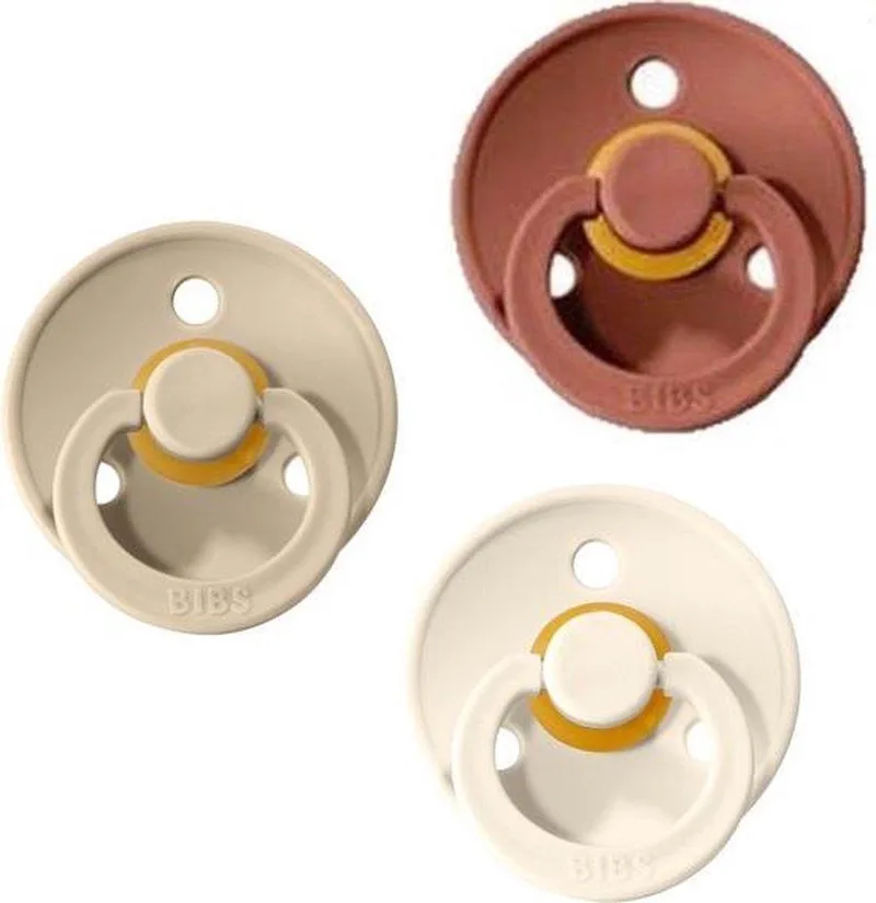 fopspeen - maat 1 0-6 maanden - 3 stuks - Ivory White, Sand de BIBS en Woodchuck – photo produit