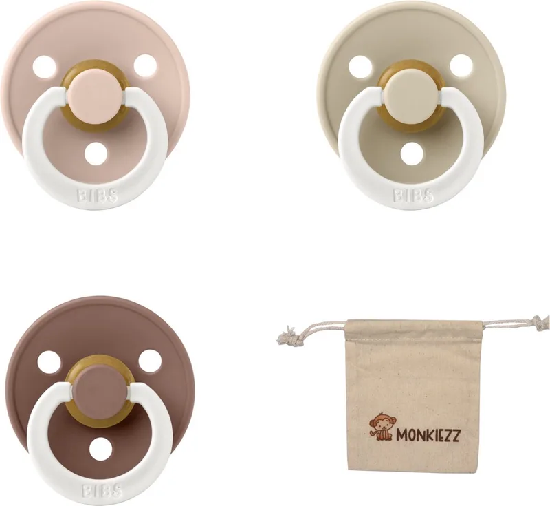 fopspeen - maat 2 6-18 maanden - 3 stuks – Glow Blush - Glow Woodchuck + Monkiezz speenzakje de BIBS en Glow vanilla – photo produit
