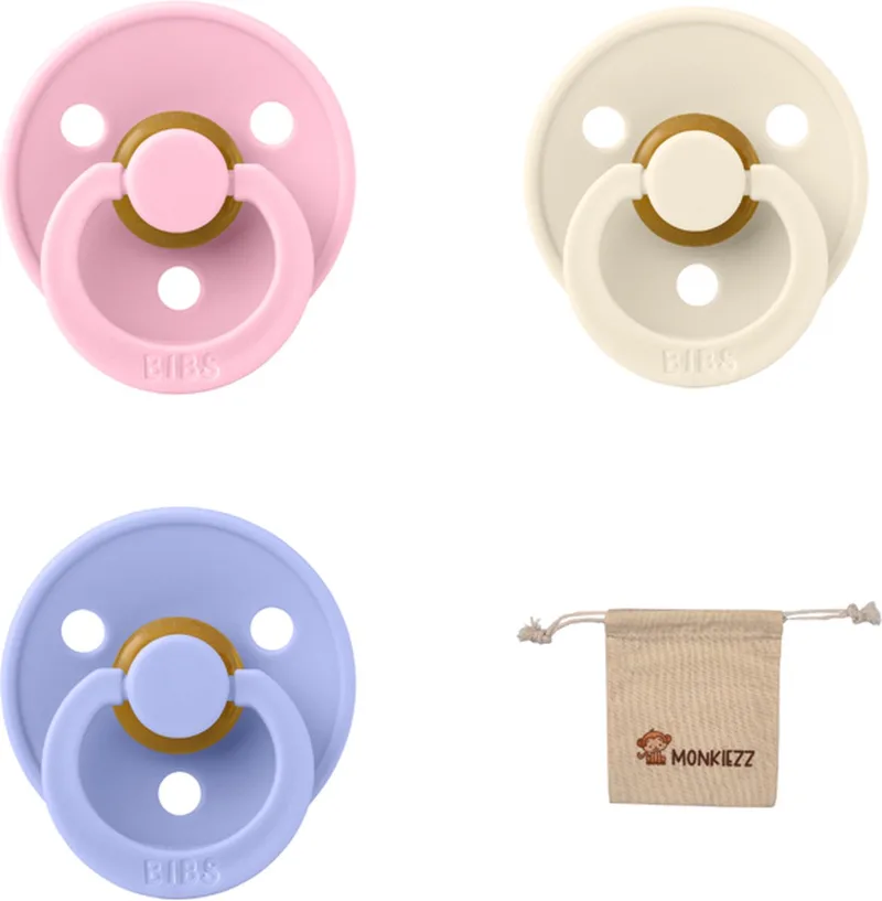 fopspeen - maat 2 6-18 maanden - 3 stuks – Ivory – Baby Pink – Hush + Monkiezz speenzakje de BIBS en Ivoire, Baby Pink, Hush – photo produit