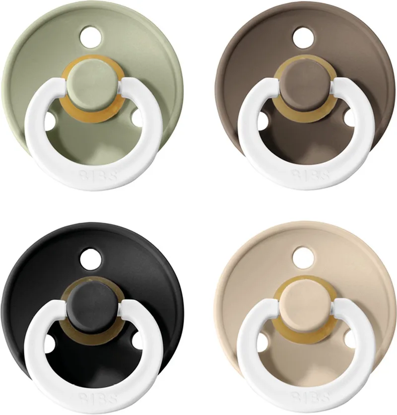 fopspeen - maat 2 6-18 maanden - 4 stuks - dark oak - black - vanilla glow in the dark by BIBS in Sage – product photo