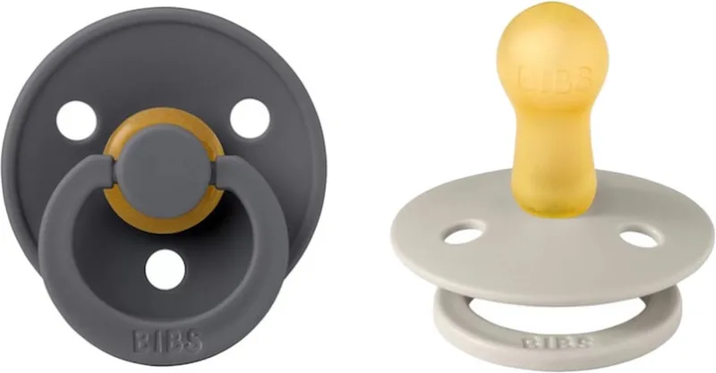 Fopspeen - Rond - 2 Stuks - 0-6 Mnd - Sand/Iron de BIBS en Beige – photo produit