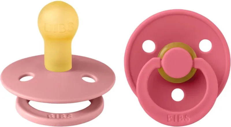 Fopspeen - Rond - 2 Stuks - 6-18 Mnd - Dusty Pink/Coral van BIBS in Roze – productfoto