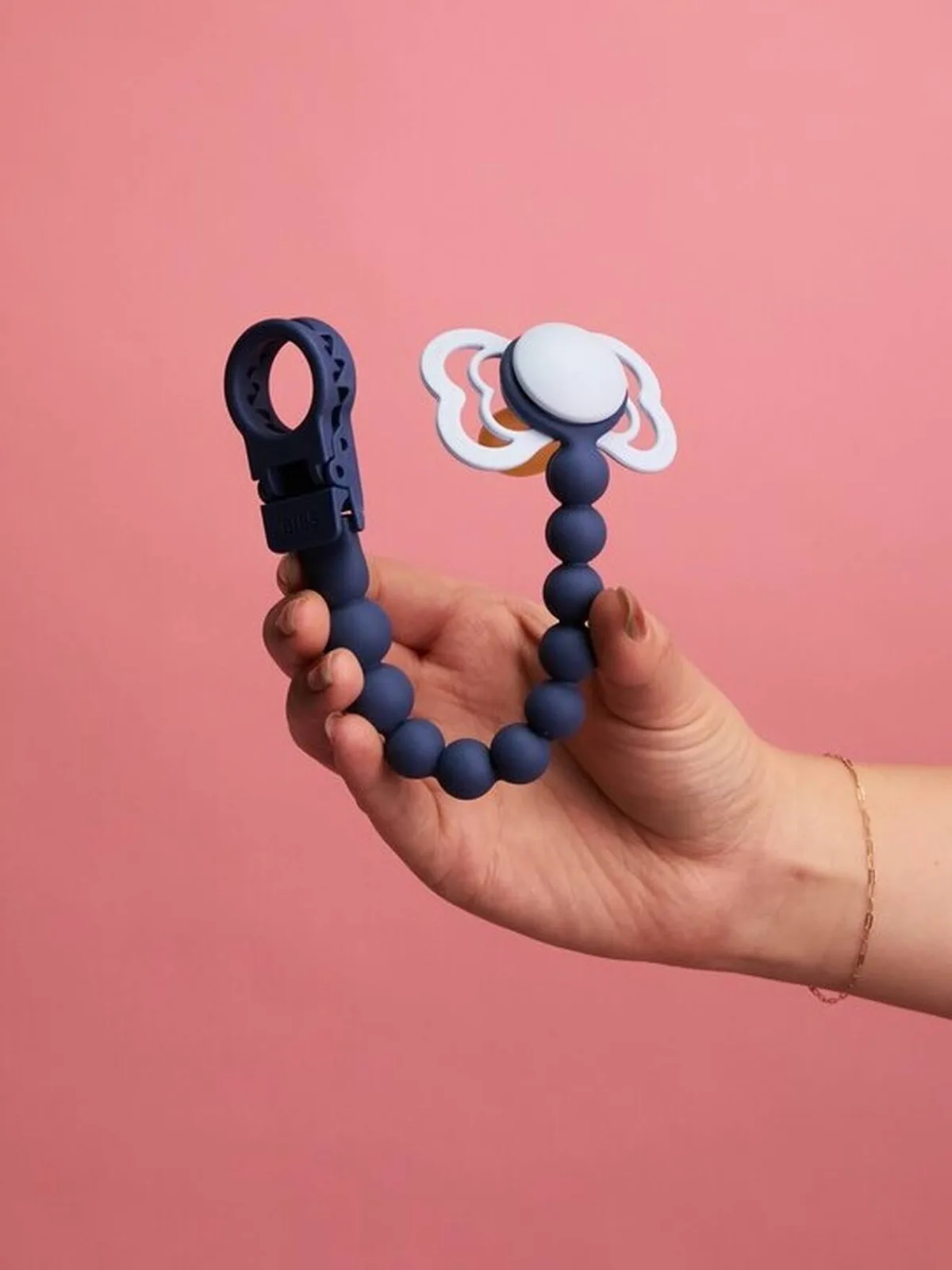 fopspeenkoord met kralen petrolblauw van BIBS – productfoto