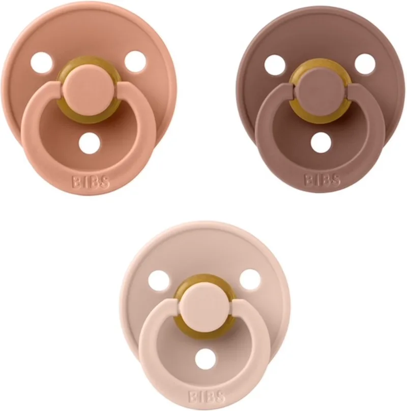 fopspenen 0-6 maand set 3 stuks Maat 1 de BIBS en Peach, Blush en Woodchuck – photo produit