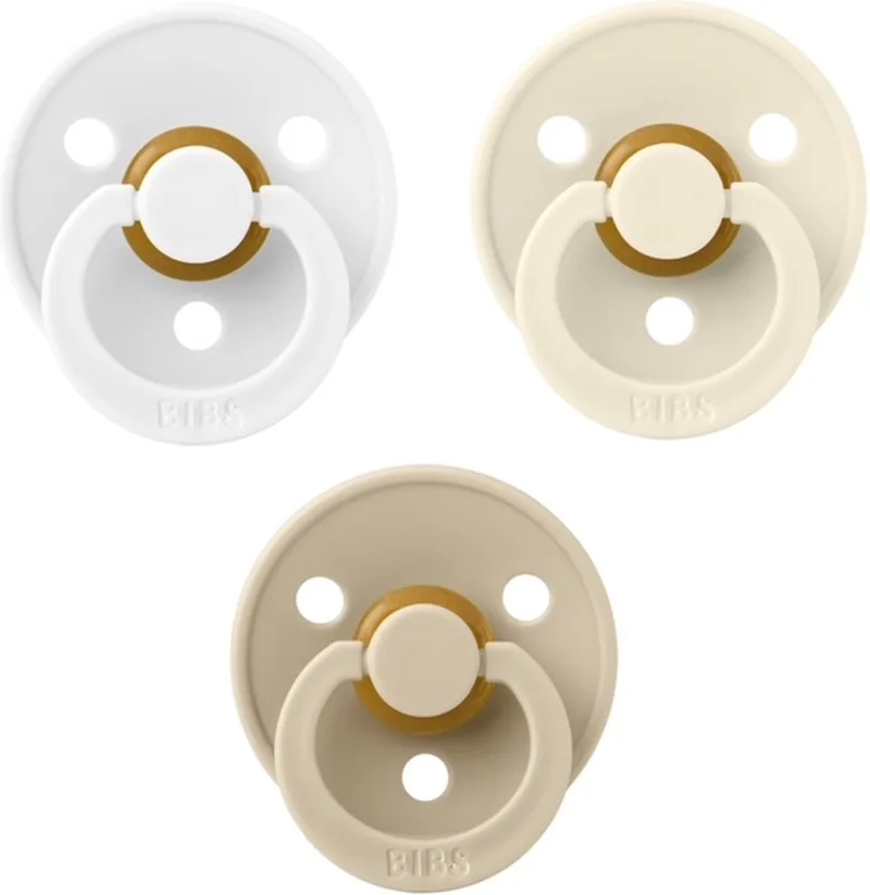 fopspenen 0-6 maand set 3 stuks White, Ivory en Vanilla Maat 1 de BIBS en Blanc, Ivory en Vanilla – photo produit