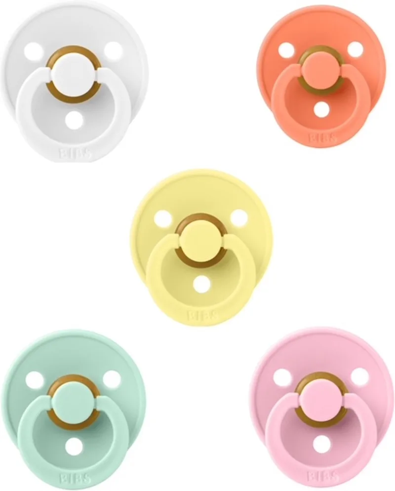 fopspenen 0-6 maand set 5 stuks maat 1 van BIBS in Baby Pink, Wit, Sun Shine, Papaya en Nordic Mint – productfoto