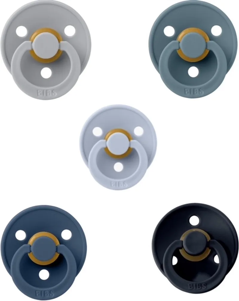 fopspenen 0-6 maand set 5 stuks maat 1 de BIBS en Cloud, Petrol, Baby Blue, Deep Space en Black – photo produit