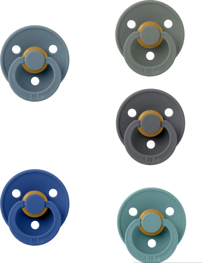 fopspenen 0-6 maand set 5 stuks maat 1 van BIBS in Petrol, Island Sea, Pine, Cornflower en Iron – productfoto