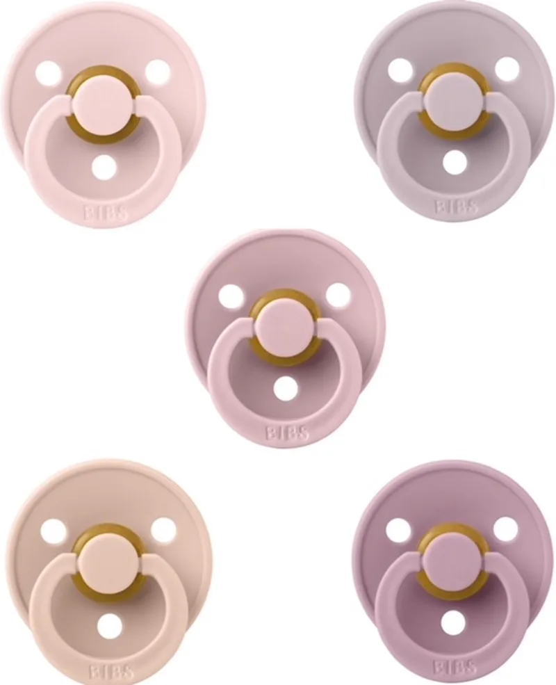 fopspenen 0-6 maand set 5 stuks maat 1 van BIBS in Pink Plum, Blush, Dusky Lilac, Blossom en Heather – productfoto