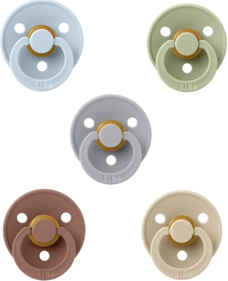 fopspenen 0-6 maand set 5 stuks Sky Blue,Sage,Cloud,Woodchuck en Vanilla maat 1 de BIBS en Dusty Blue, Sage, Cloud, Woodchuck en Vanilla – photo produit