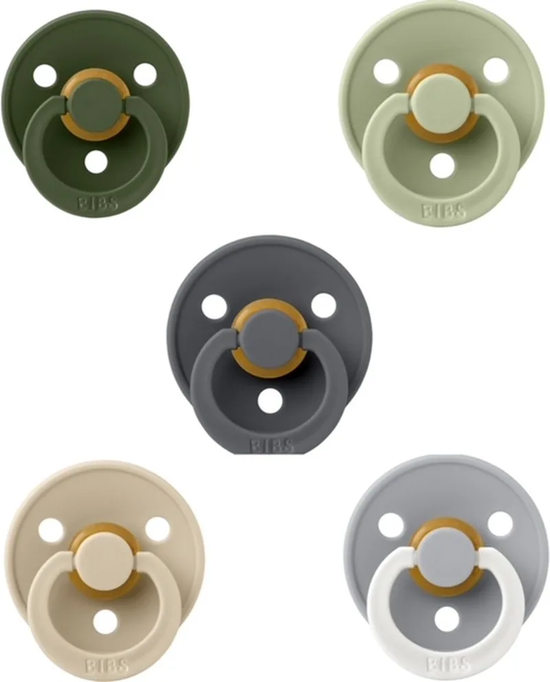 fopspenen 18+ maand set 5 stuks Hunter Green,Sage,cloud,Vanilla en Night Glow Cloud maat 3 by BIBS in Hunter Green, Sage, Iron, Vanilla en Night Glow – product photo