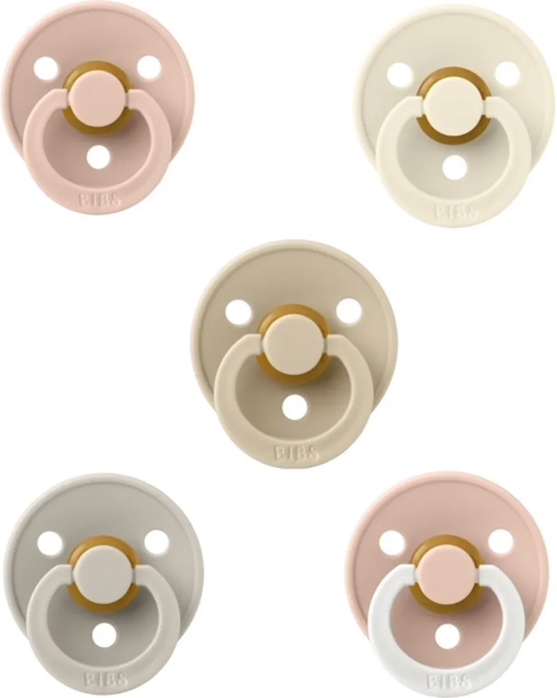 fopspenen 18+ maand set 5 stuks maat 3 by BIBS in Blush, Ivory, Vanilla, Sand en Night Glow Blush – product photo