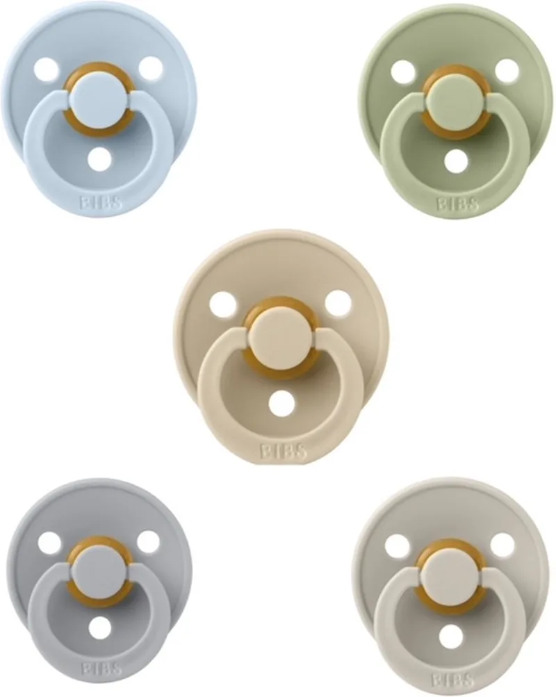 fopspenen 18+ maand set 5 stuks maat 3 de BIBS en Sage, Vanilla, Baby Blue, Cloud en Sand – photo produit