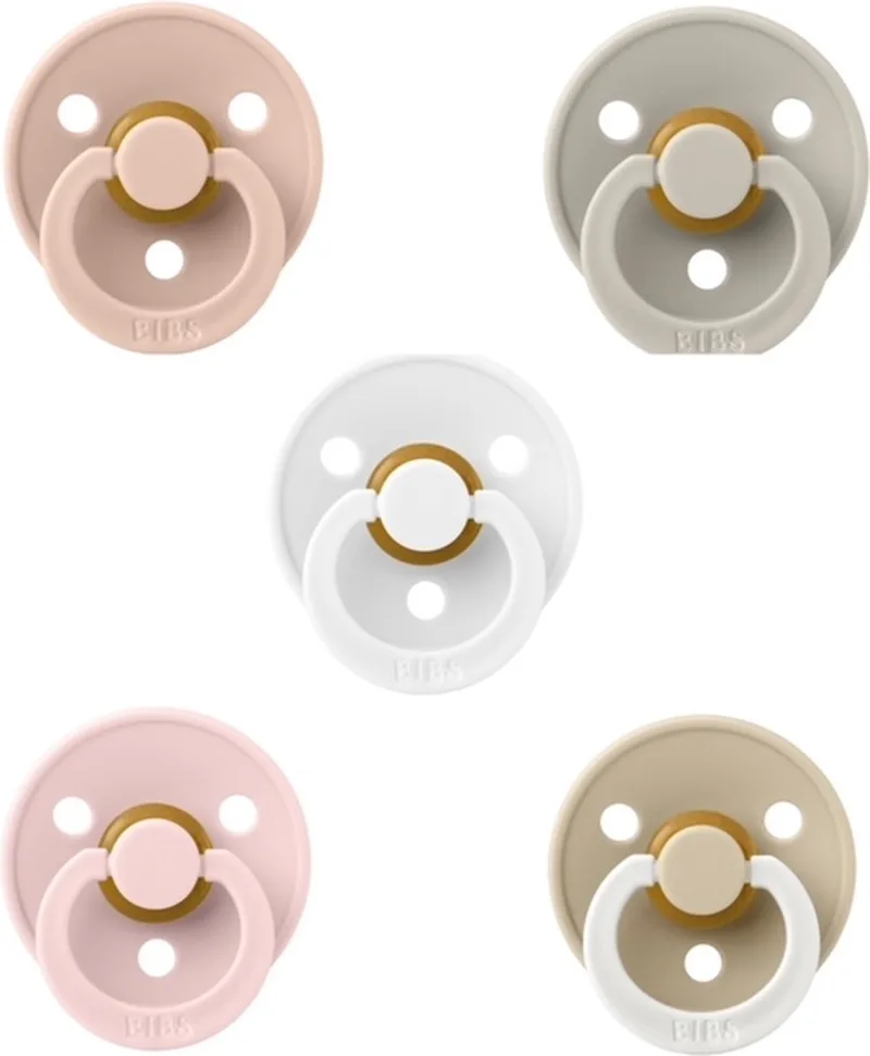 fopspenen 6-18 maand set 5 stuks Ivory,Sand,Blush,Blossom en Night Glow Vanilla maat 2 van BIBS in Wit, Sand, Blush, Blossom en Night Glow Vanilla – productfoto