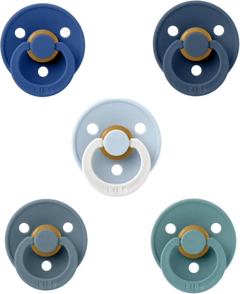 fopspenen 6-18 maand set 5 stuks maat 2 de BIBS en Cornflower, Steel Blue, Deep Space, Black en Night Glow Baby Blue – photo produit